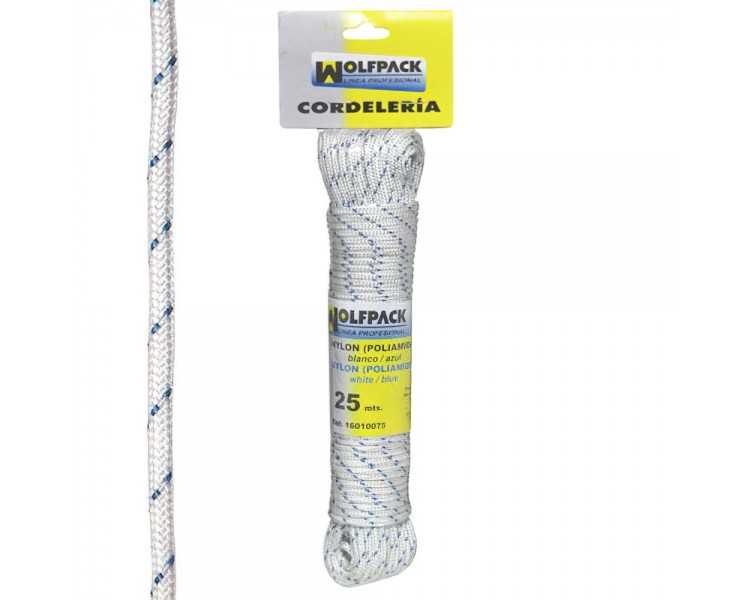 Cuerda Nylon Alta Tenacidad Blanca / Azul (Madeja 25 m.)