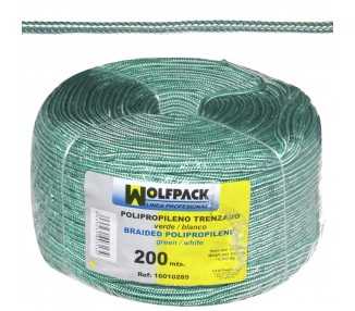 Cuerda Trenzada Polipropileno Blanca / Verde (Bobina 200 m.)