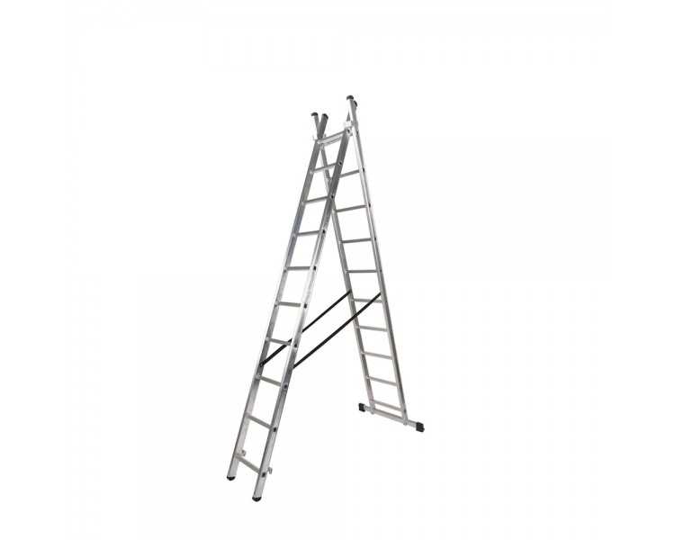Escalera Aluminio 2 Tramos 7+7 Peldaños. Plegable, Antideslizante, Resistente