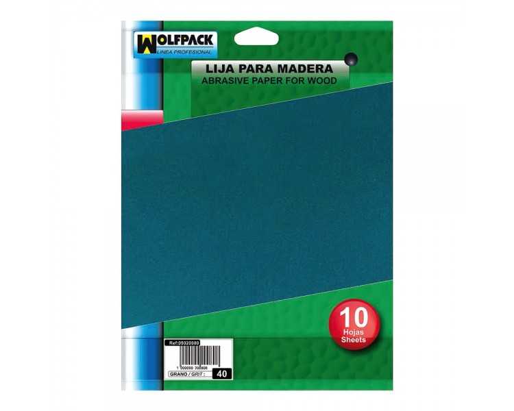 Lija Madera Grano 80 (Pack 10 pliegos)