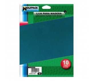 Lija Madera Grano 40 (Pack 10 pliegos)