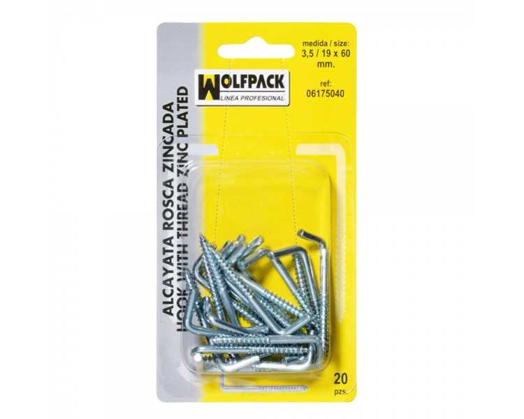 Alcayatas Rosca Zincada  3,5 / 19x60 mm. (Blister 20 Piezas)