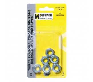 Tuerca Hexagonal Zincada Din934 M10 (6 Piezas)