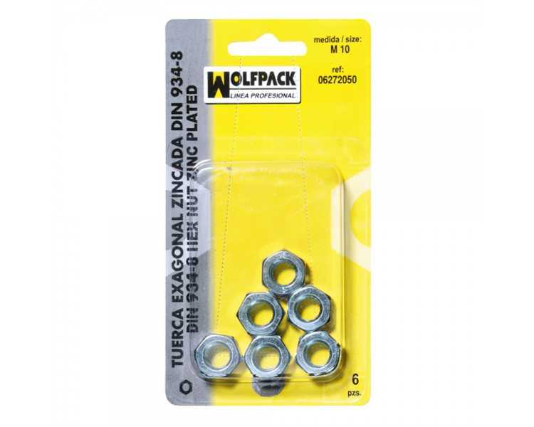 Tuerca Hexagonal Zincada Din934 M10 (6 Piezas)