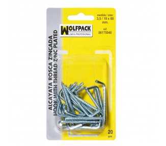 Alcayatas Rosca Zincada  4,0 / 20x70 mm. (Blister 15 Piezas)