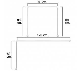 Barra Para  Cortina Ducha Universal Aluminio Blanco 80 x 170 cm.