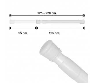 Barra Para  Cortina Ducha Extensible Aluminio Blanco125 a 220 cm.