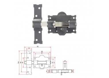 Cerrojo b-3 llave y pulsador pasador de 161mm cilindro redondo de 70mm