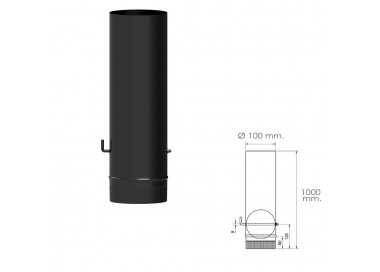 Wolfpack Tubo de Estufa Acero Vitrificado Negro Ø 100 mm. Con llave Estufas de Leña, Chimenea, Alta resistencia, Color Negro