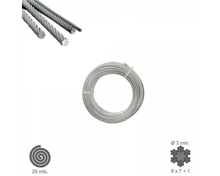 Cable Galvanizado    3 mm. (Rollo 25 Metros) No Elevacion