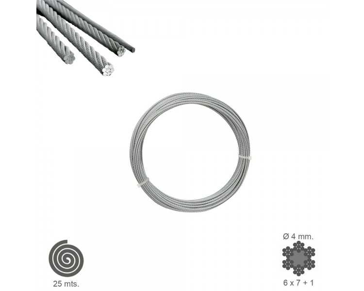 Cable Galvanizado    4 mm. (Rollo 25 Metros) No Elevacion