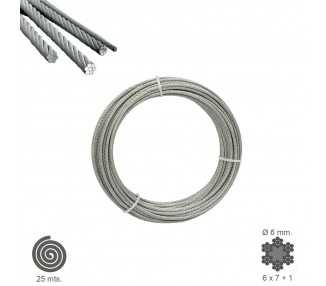 Cable Galvanizado    6 mm. (Rollo 25 Metros) No Elevacion
