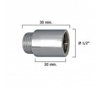 Alargadera Redonda Cromo  1/2" x 20