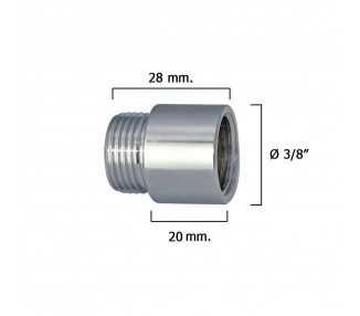 Alargadera Redonda Cromo  3/8" x 20