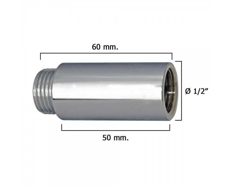 Alargadera Redonda Cromo  1/2" x 50