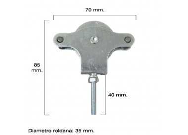 Polea Tendedero Wolfpack Zincado 40 mm. Roldana Metal con Tornillo