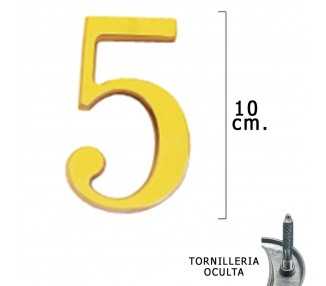 Numero Latón "5" 10 cm. con Tornilleria Oculta (Blister 1 Pieza)