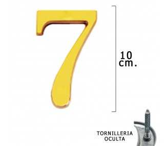 Numero Latón "7" 10 cm. con Tornilleria Oculta (Blister 1 Pieza)