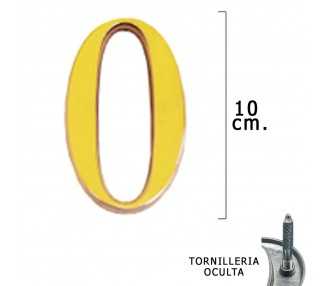 Numero Latón "0" 10 cm. con Tornilleria Oculta (Blister 1 Pieza)