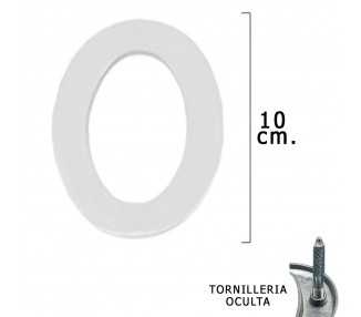 Numero Metal "0" Plateado Mate 10 cm. con Tornilleria Oculta (Blister 1 Pieza)