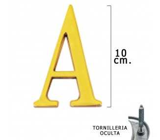 Letra Latón "A" 10 cm. con Tornilleria Oculta (Blister 1 Pieza)