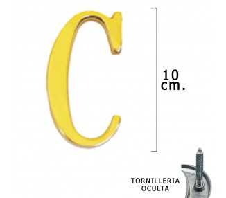 Letra Latón "C" 10 cm. con Tornilleria Oculta (Blister 1 Pieza)