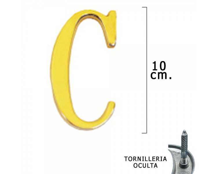 Letra Latón "C" 10 cm. con Tornilleria Oculta (Blister 1 Pieza)