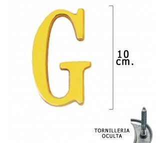 Letra Latón "G" 10 cm. con Tornilleria Oculta (Blister 1 Pieza)