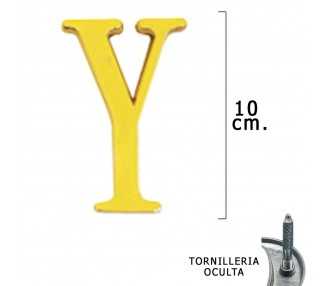 Letra Latón "Y" 10 cm. con Tornilleria Oculta (Blister 1 Pieza)