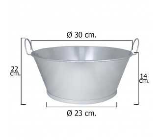 Barreño Galvanizado Baño  12"  30x14 cm.   6 Litros