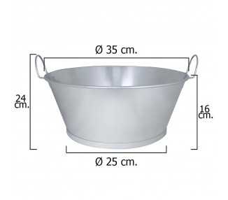 Barreño Galvanizado Baño  14"  35x16 cm. 10 Litros