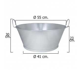 Barreño Galvanizado Baño  22"  55x23 cm. 38 Litros