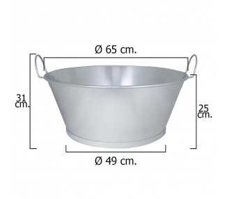Barreño Galvanizado Baño  26"  65x25 cm. 54 Litros