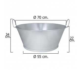 Barreño Galvanizado Baño  28"  70x27 cm. 62 Litros