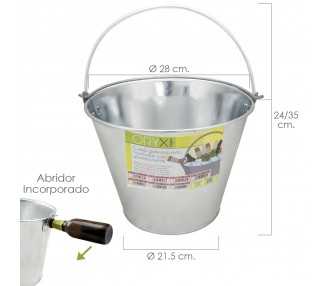 Cubo Zinc Metal Galvanizado Multiusos 10 Litros 28 x 21.5 x 24 (alt.) cm. con Abre Botellas