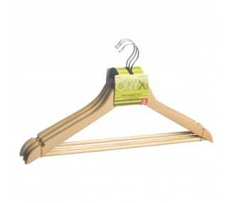 Juego Perchas de Madera Recta 450 mm. (Pack 3 Piezas)