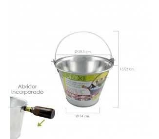 Cubo Zinc Metal Galvanizado Multiusos  2 Litros 20.5 x 14 x 15 (alt.) cm. con Abre Botellas