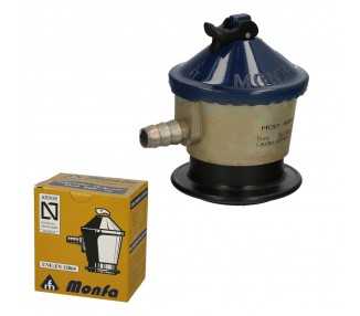 Regulador Gas Butano Monfa (50 Grms./cm2) Alcachofa Gas, Regulador Gas Butano. Presión 50 mbar. Caudal 2,5 Kg/hora