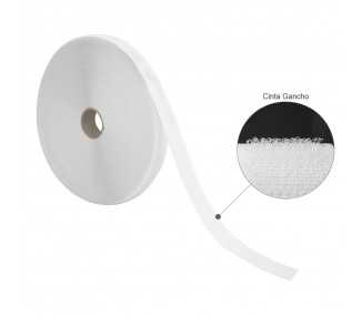 Cinta Velcro Gancho Con Adhesivo Blanco Rollo 25 metros
