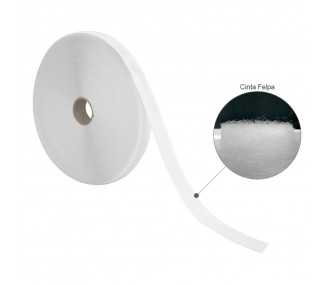 Cinta Velcro Felpa Con Adhesivo Blanco Rollo 25 metros