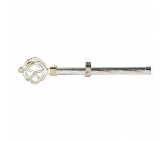 Barra Cortina Extensible Metal Ø 19 mm. Extensible 1,1 / 2,0 Metros Marfil Oro Piña Sin Anilla