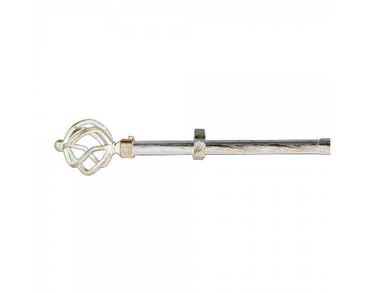 Barra Cortina Extensible Metal Ø 19 mm. Extensible 1,1 / 2,0 Metros Marfil Oro Piña Sin Anilla