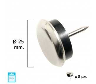 Deslizante Metal Goma Claro Ø25 (Blister 8 Unidades)