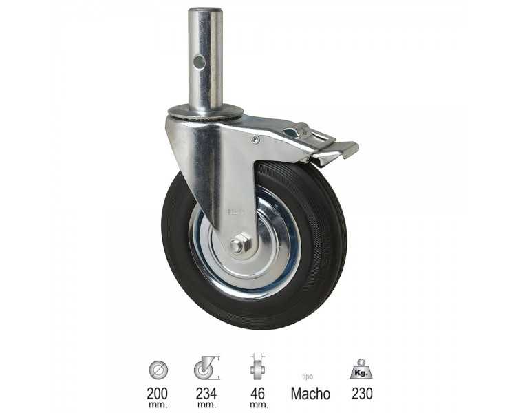 Rueda Industrial Andamio (Macho) 200 mm.