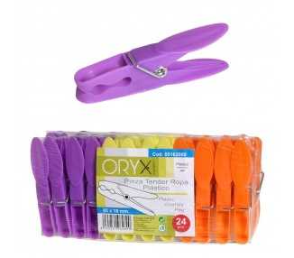 Pinzas Tender Ropa Plastico (Pack 24 Piezas)