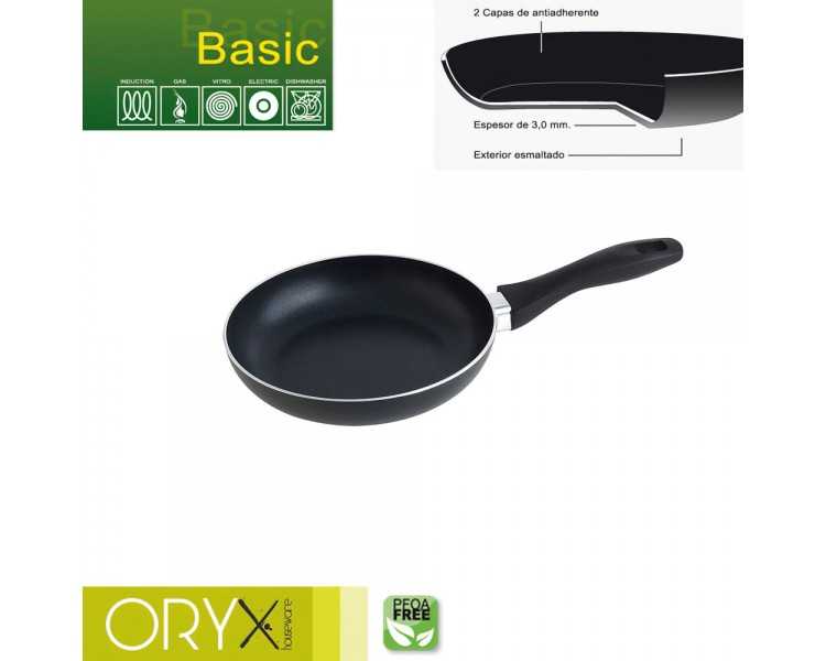 Oryx Sartén Aluminio Antiadherente Basic, Alta Resistencia, Apta Inducción, Libre PFOA, Diámetro 20 cm, Espesor 3 mm.