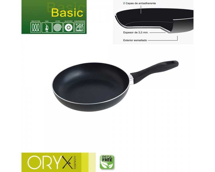 Oryx Sartén Aluminio Antiadherente Basic, Alta Resistencia, Apta Inducción, Libre PFOA, Diámetro 22 cm, Espesor 3 mm.