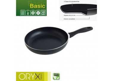 Oryx Sartén Aluminio Antiadherente Basic, Alta Resistencia, Apta Inducción, Libre PFOA, Diámetro 26 cm, Espesor 3 mm.