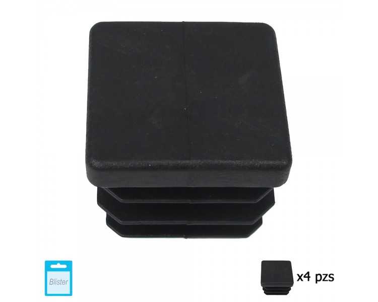 Contera Cuadrada Interior Negra 30x30 mm. Blister 4 piezas.