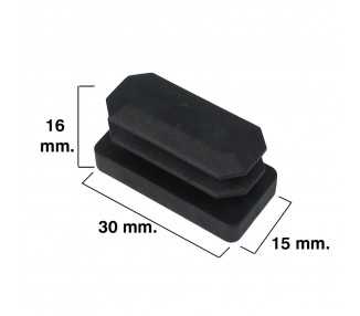 Contera Rectangular Negra 15x30mm. Blister 4 piezas.